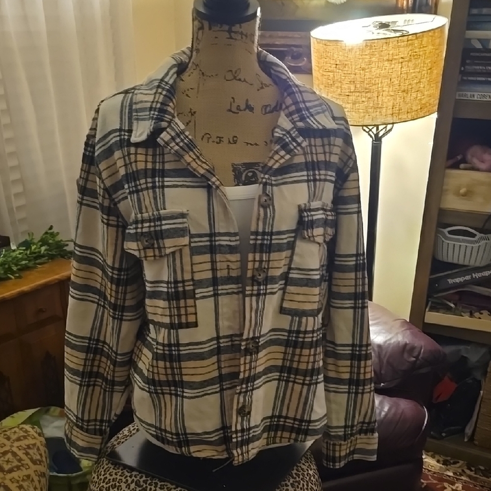 Plaid Button-Up Shirt Jacket